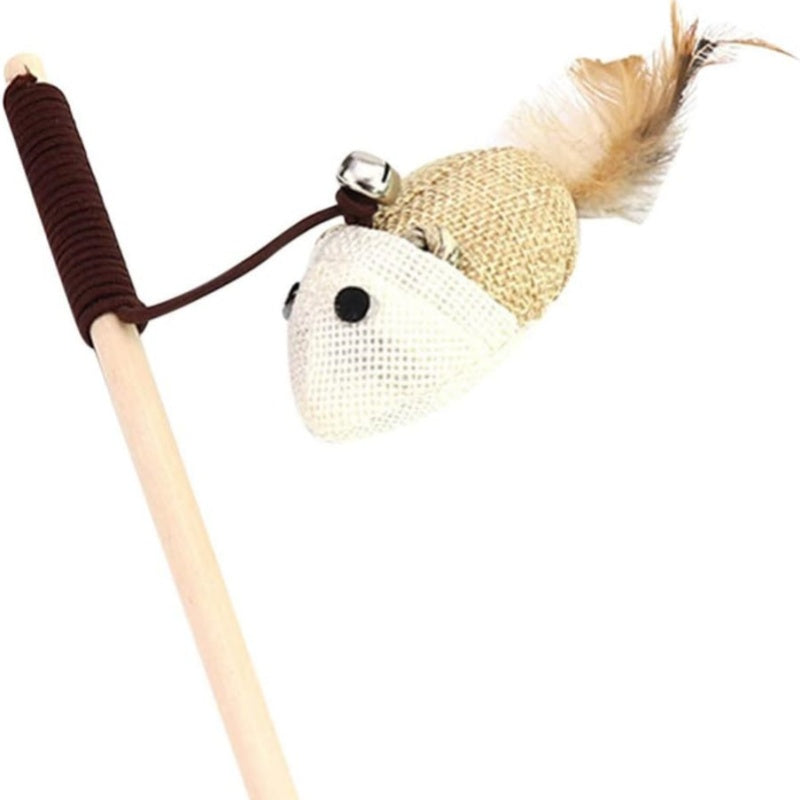 Feather wand cat toy with wood stick, Chick color