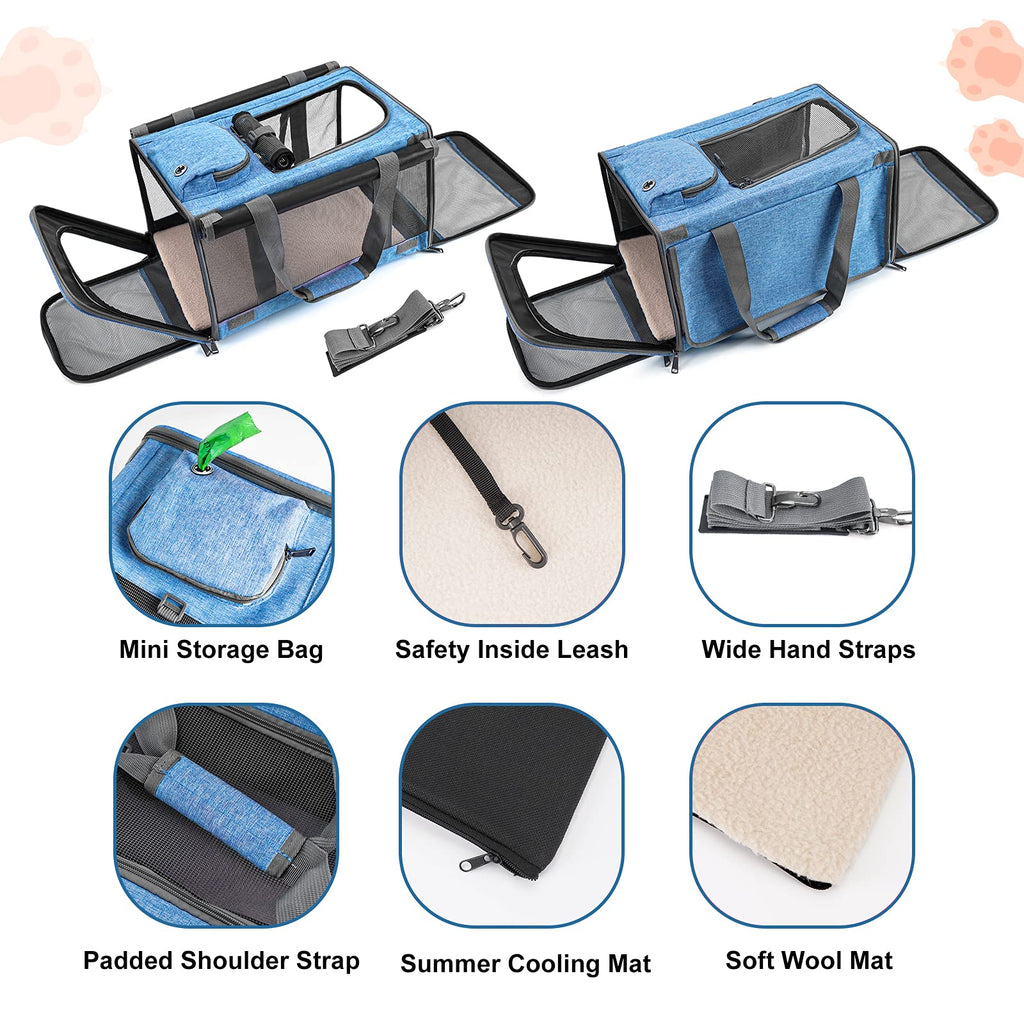 Pet carrier top and side entry view