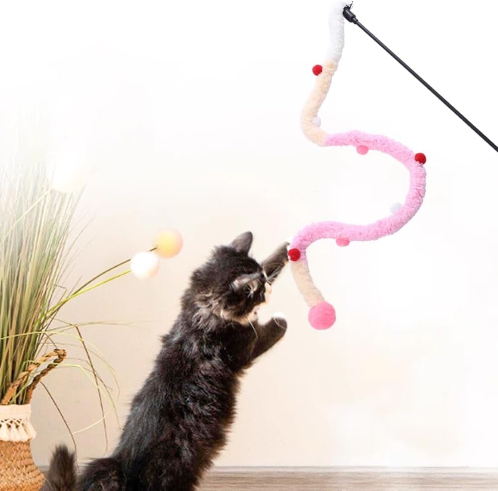 Cat wand toy wrapped for storage