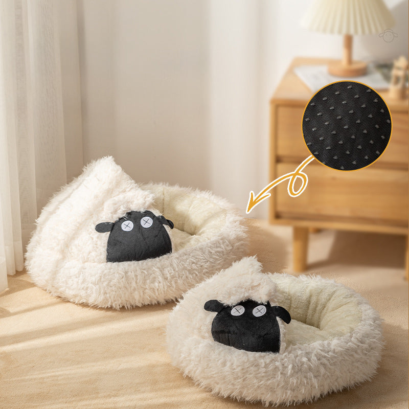 Lamb shape cave cat bed size comparison