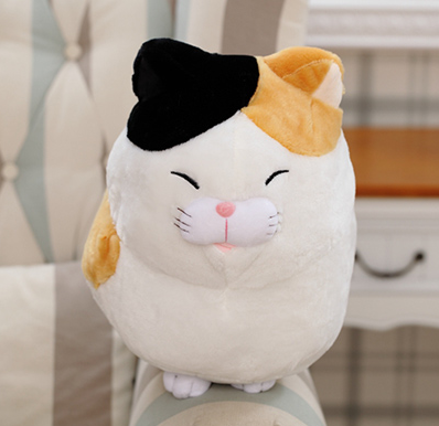 Gray cat plush toy, size comparison view