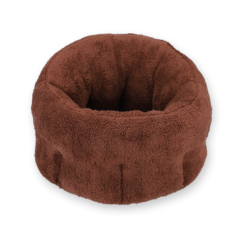 Close-up of plush pet bed material