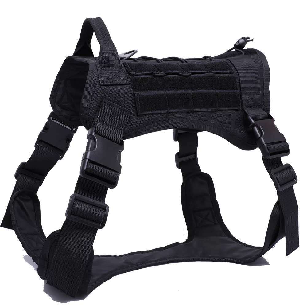 Camouflage tactical dog vest harness, close-up detail
