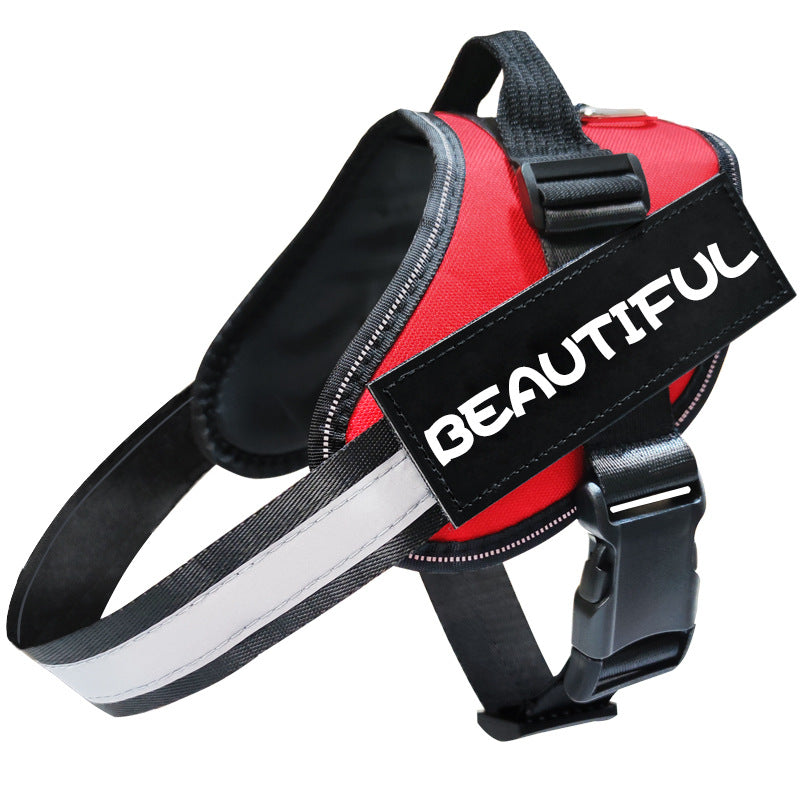Reflective dog harness with chest strap