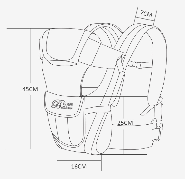 Double Shoulder Baby Carrier being worn in kangaroo style position