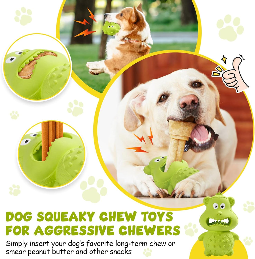 Dog playing with rubber chew toy