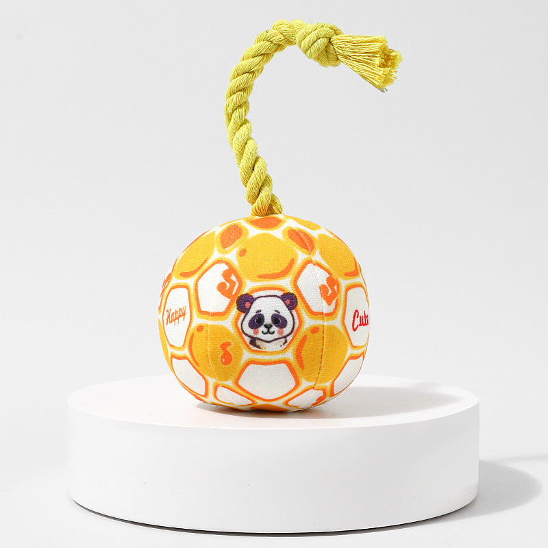 Plush ball dog toy with rope for outdoor play