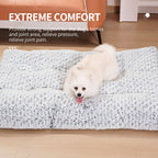 Grey dog bed mat close-up