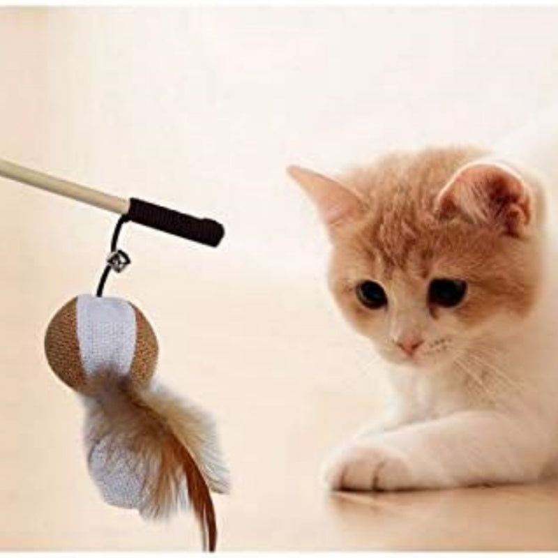 Feather wand cat toy full length view