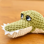 Plush crocodile dog toy close-up