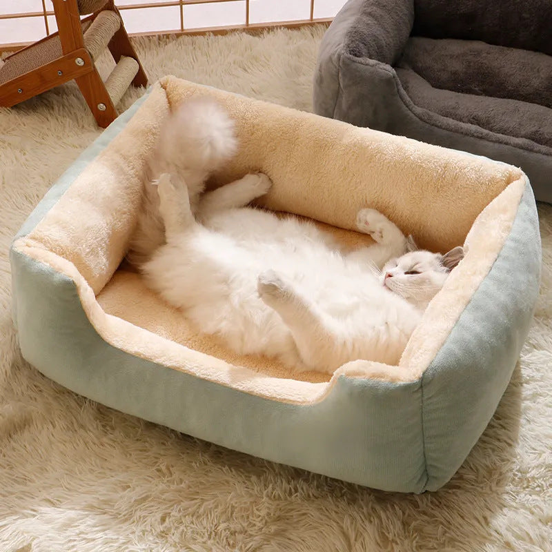 Plush pet bed shown in an available color