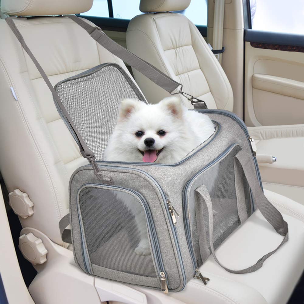 Pet carrier handles close-up