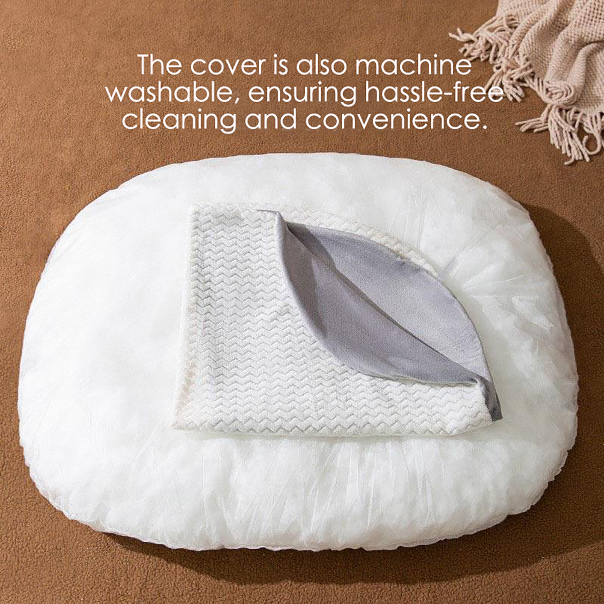 Dog bed shown in different size option
