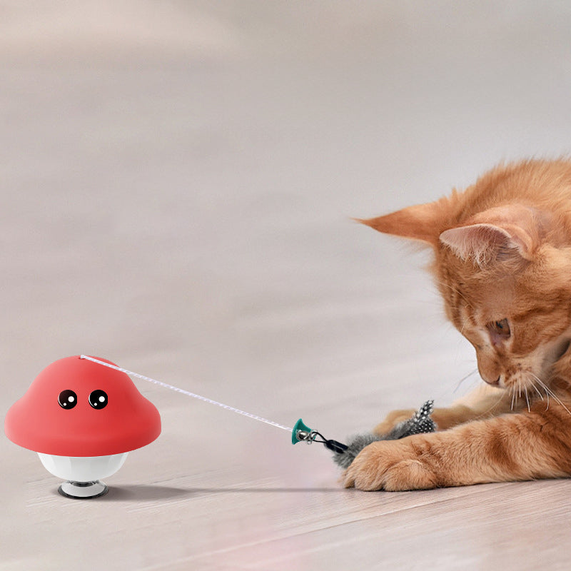 Retractable cat wand teaser toy in red