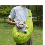 Green pet carrier bag detail view