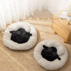 Round winter warm lamb cat bed, size comparison