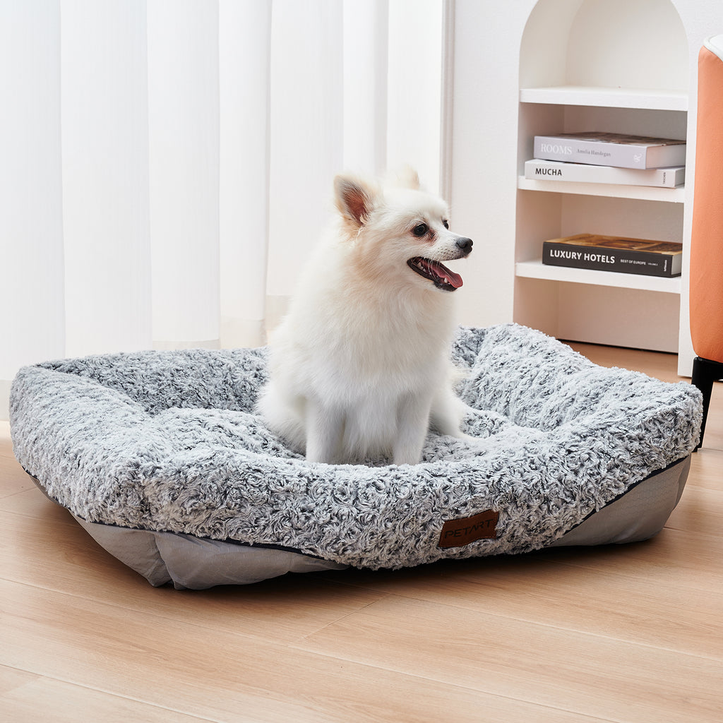 Swirl Rose Velvet Dog Bed full view