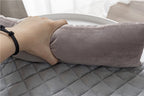 Plush curved dog sofa bed with pillow
