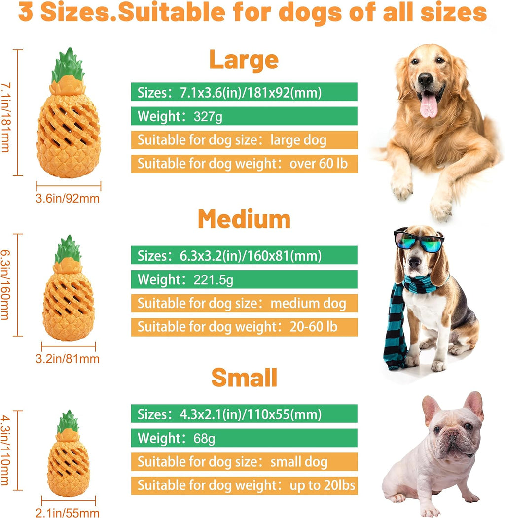 Natural rubber pineapple chew toy for dogs