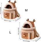 Plush reindeer backpack pet carrier, side view