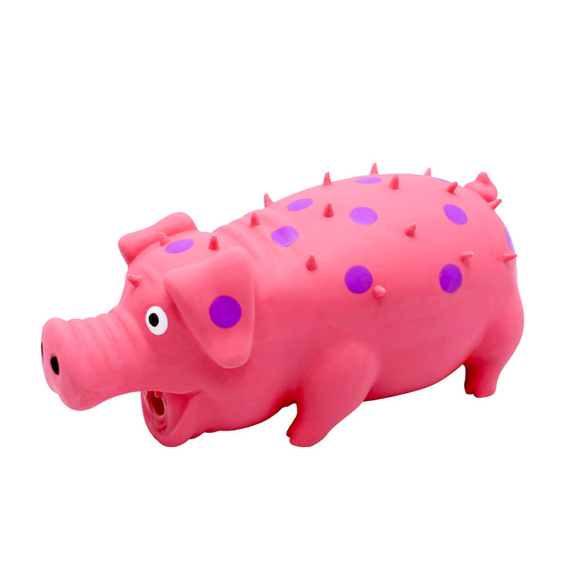 Latex dog toy displayed from side angle
