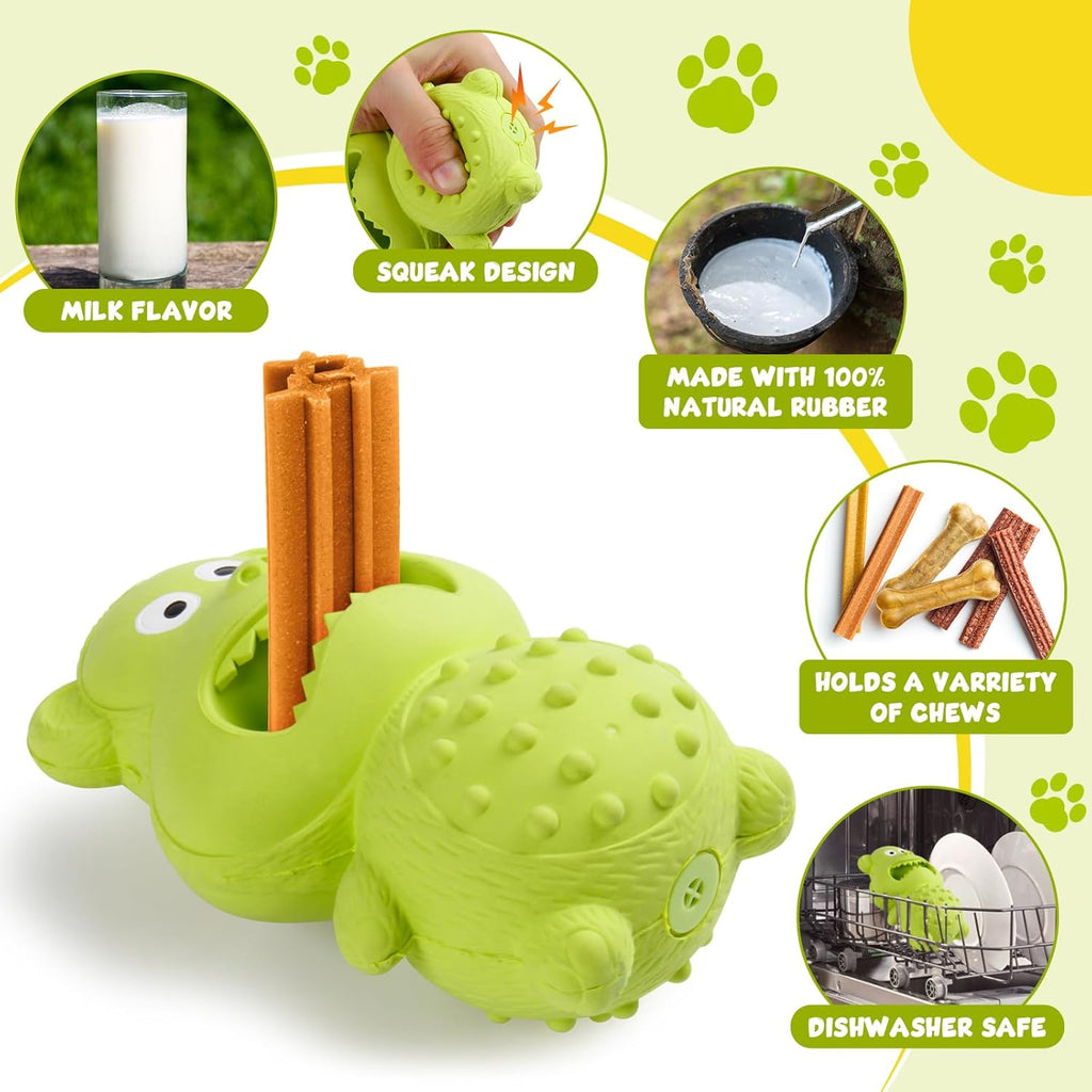 Dog chew toy shown in green color