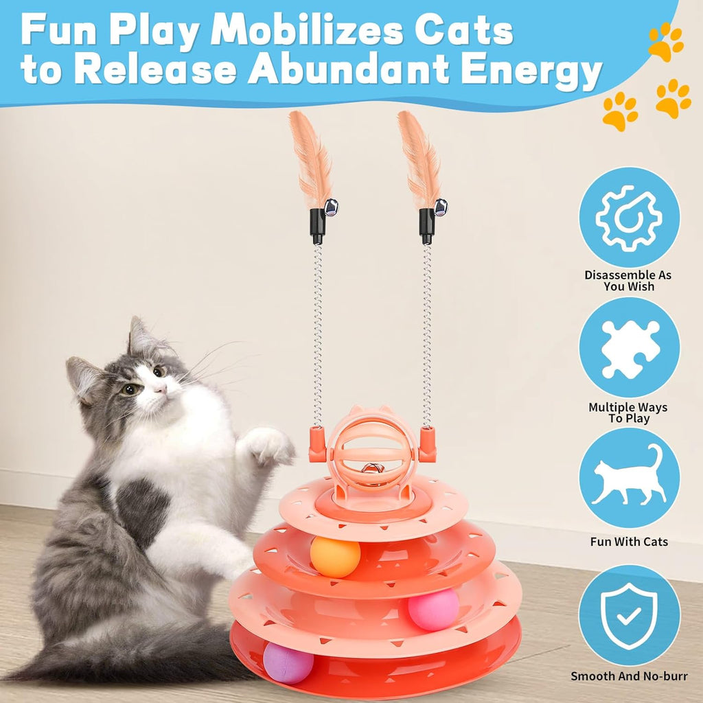 Cat toy shown in Pink and Green color options