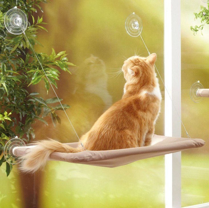 Cat window hanging hammock bed mounted with suction cups