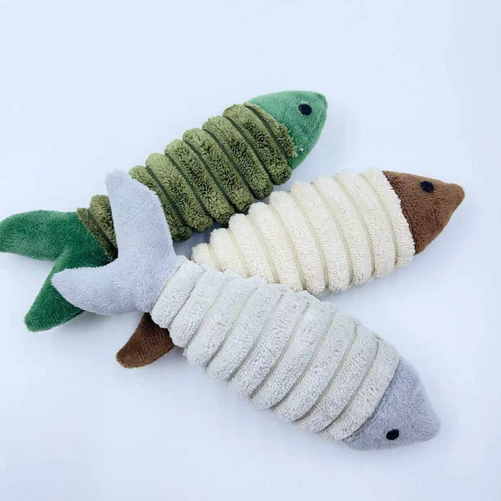 Plush catnip fish cat toy, brown color
