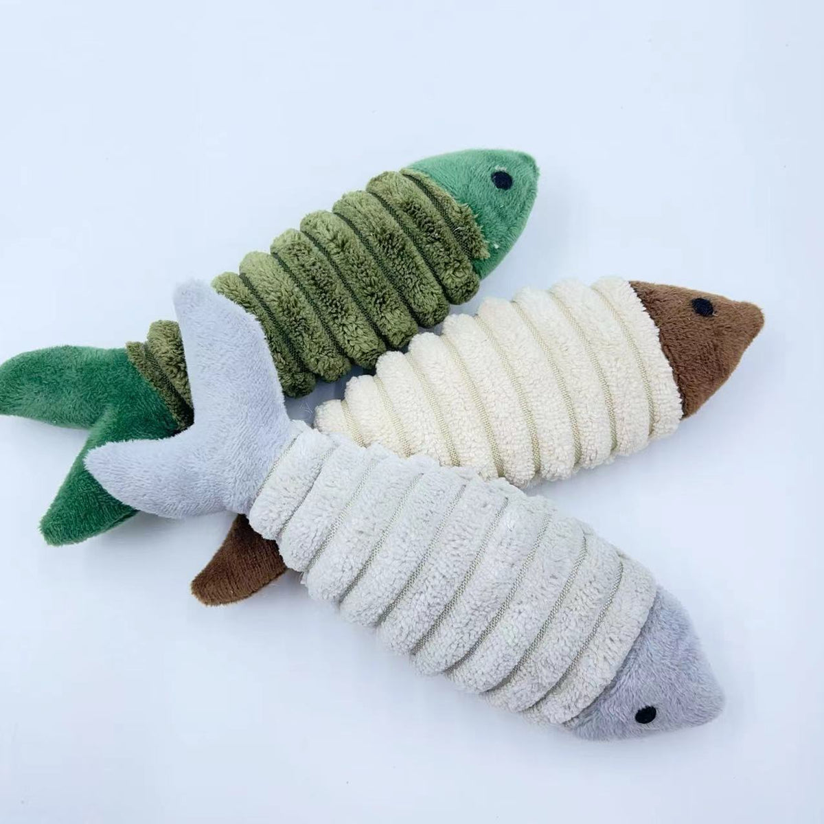 Plush catnip fish cat toy, brown color