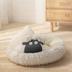 Lamb shape cave cat bed interior view