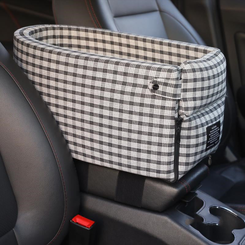 Pet car armrest box kennel with two-piece split cover