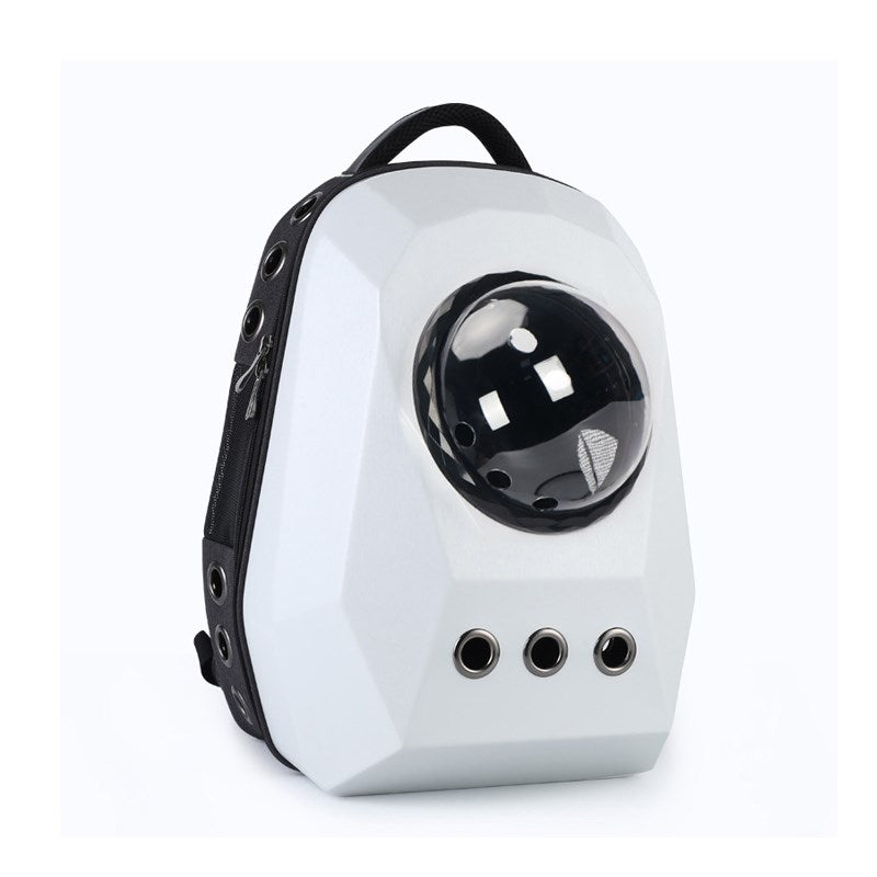 Black pet carrier backpack shown from a different angle