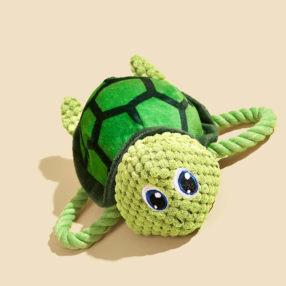 Turtle shaped dog chew toy, alternate view