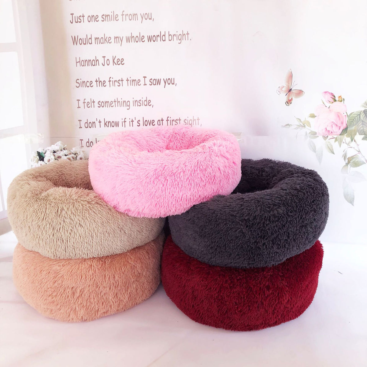 Pet bed size comparison showing round shape
