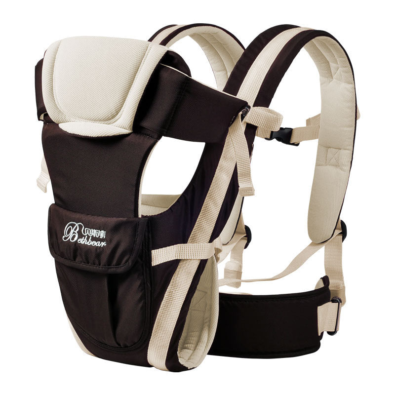 Double Shoulder Baby Carrier being worn in back carry position