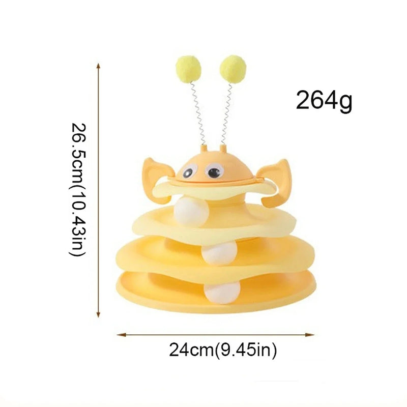 Cat toy tower in yellow color