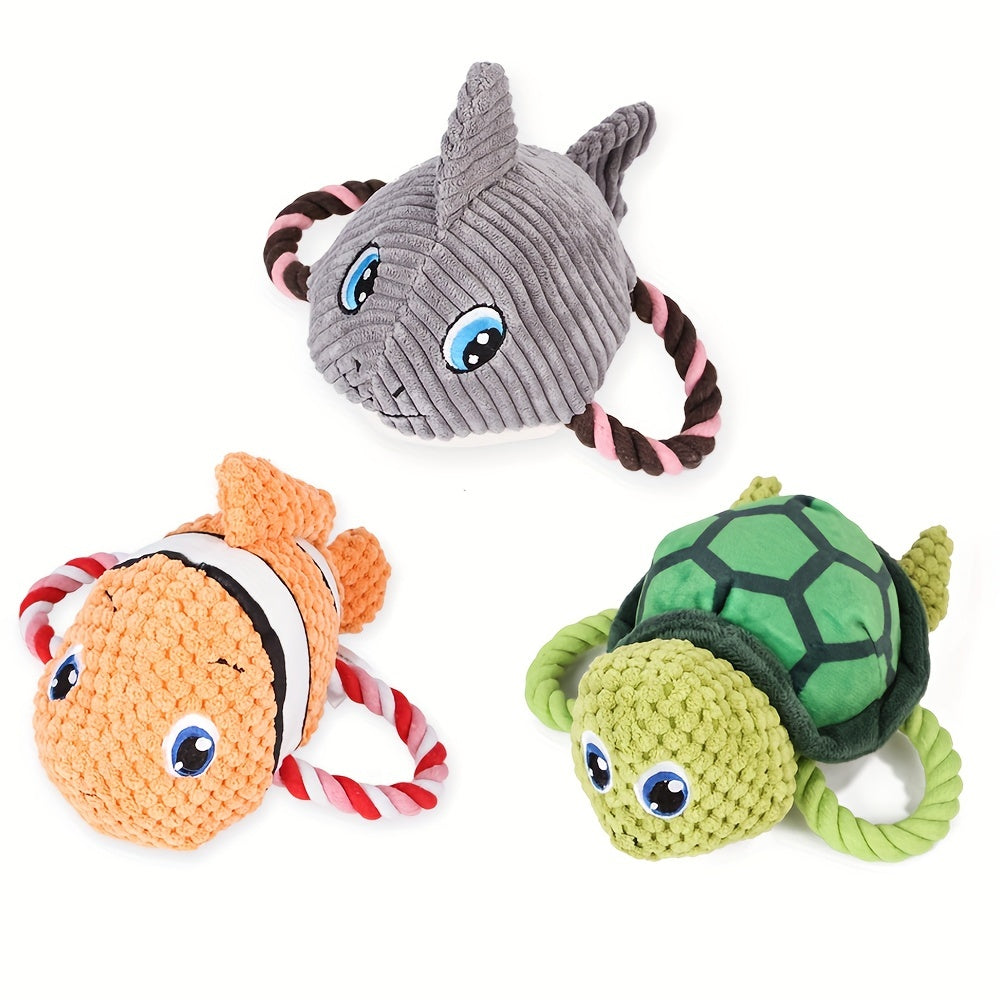 Turtle shaped dog chew toy in Gray