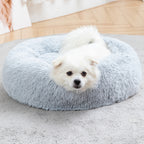 Fluffy Donut Dog Bed with pet resting inside
