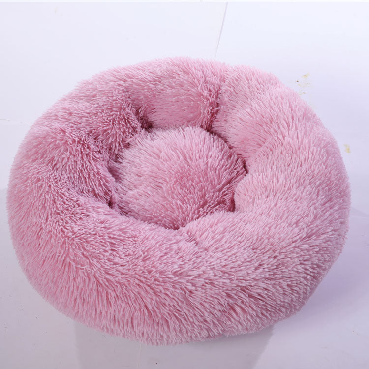 Round plush pet bed in another available color