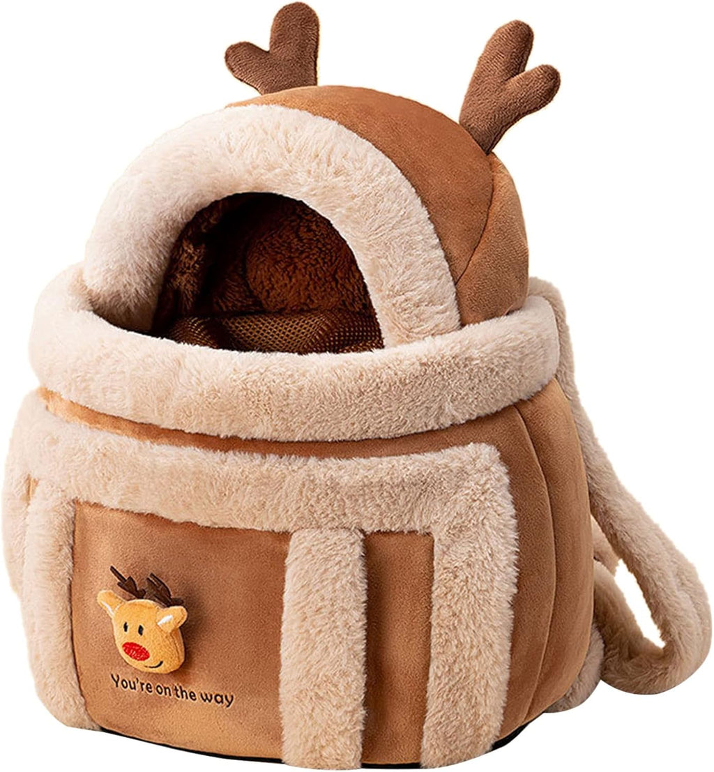 Plush reindeer backpack pet carrier