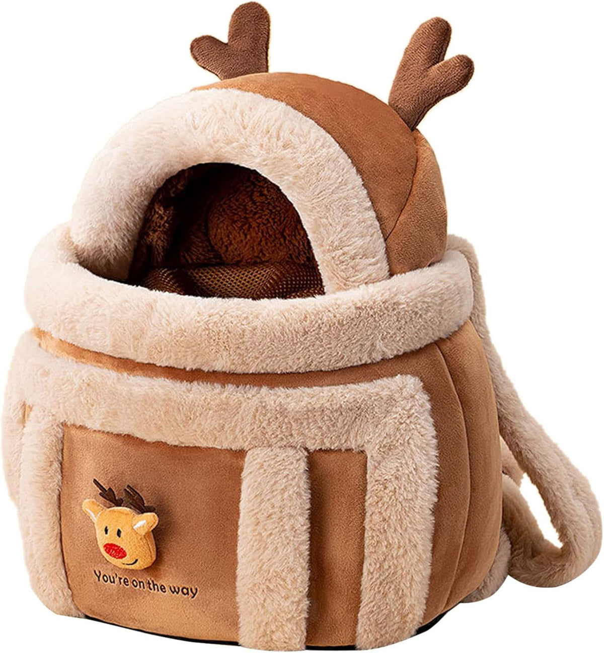 Plush reindeer backpack pet carrier