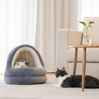 Cat house bed shown with removable mattress