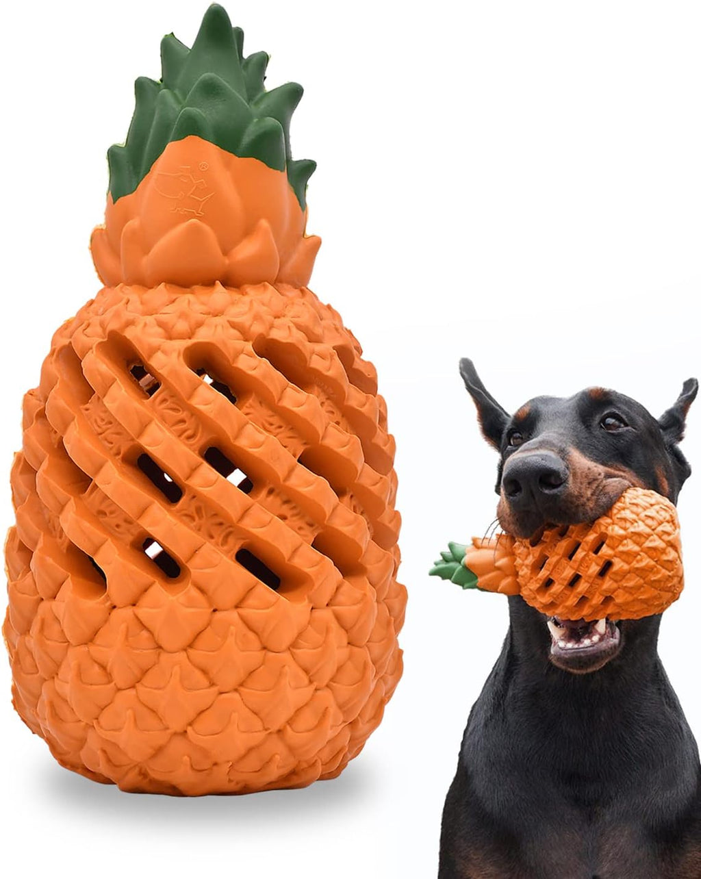 Pineapple rubber dog chew toy, close-up view
