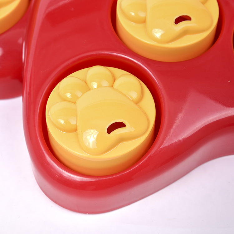 Red pet feeder toy for cats and dogs