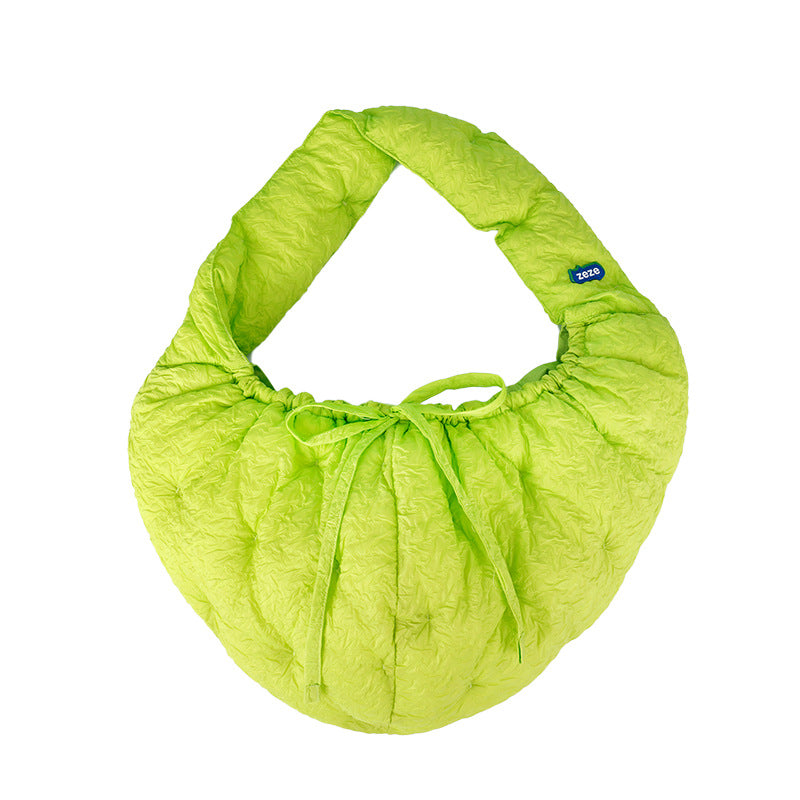 Green pet carrier bag full view