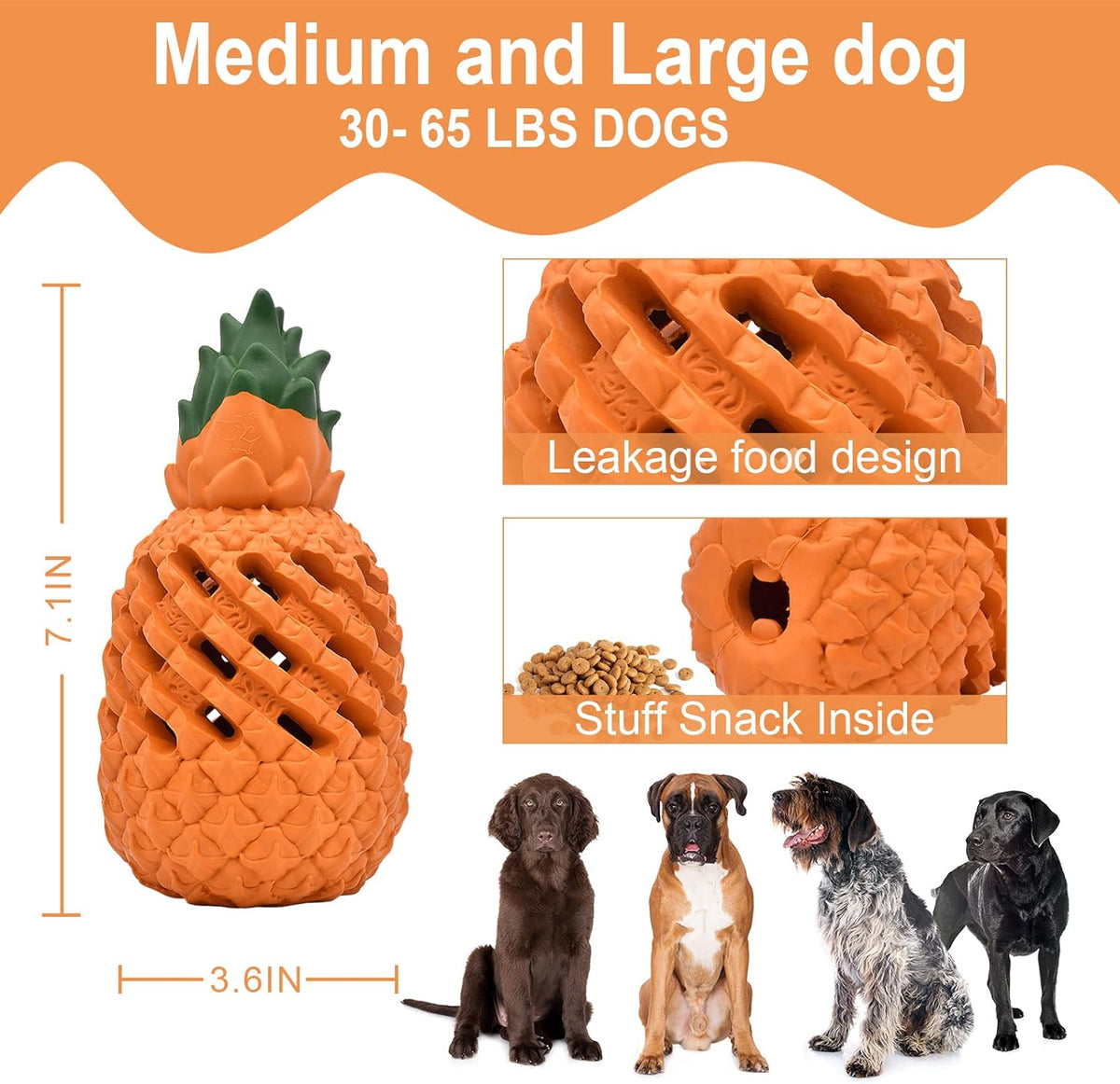 Pineapple-shaped rubber dog chew toy