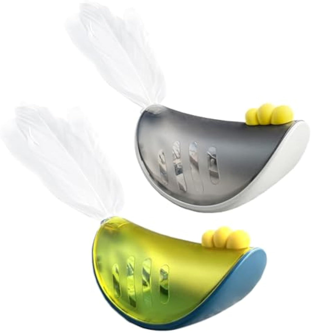 Set of two swinging chicken cat treat toys