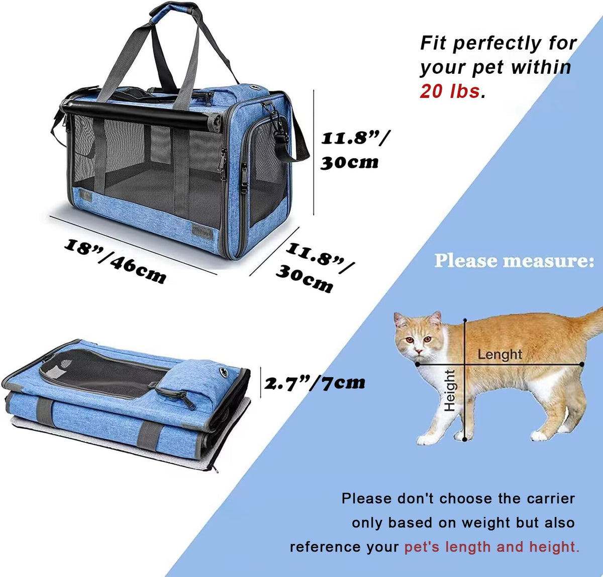 Pet carrier shown in grey color option