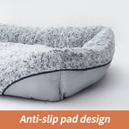 Swirl Rose Velvet Dog Bed with dog